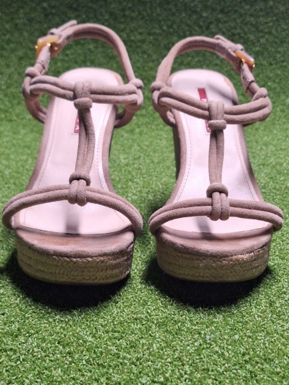 Prada Beige Suede Open Toe Wedges Women's Size 4.5 - 5, EU 35 3XZ113 Review Size